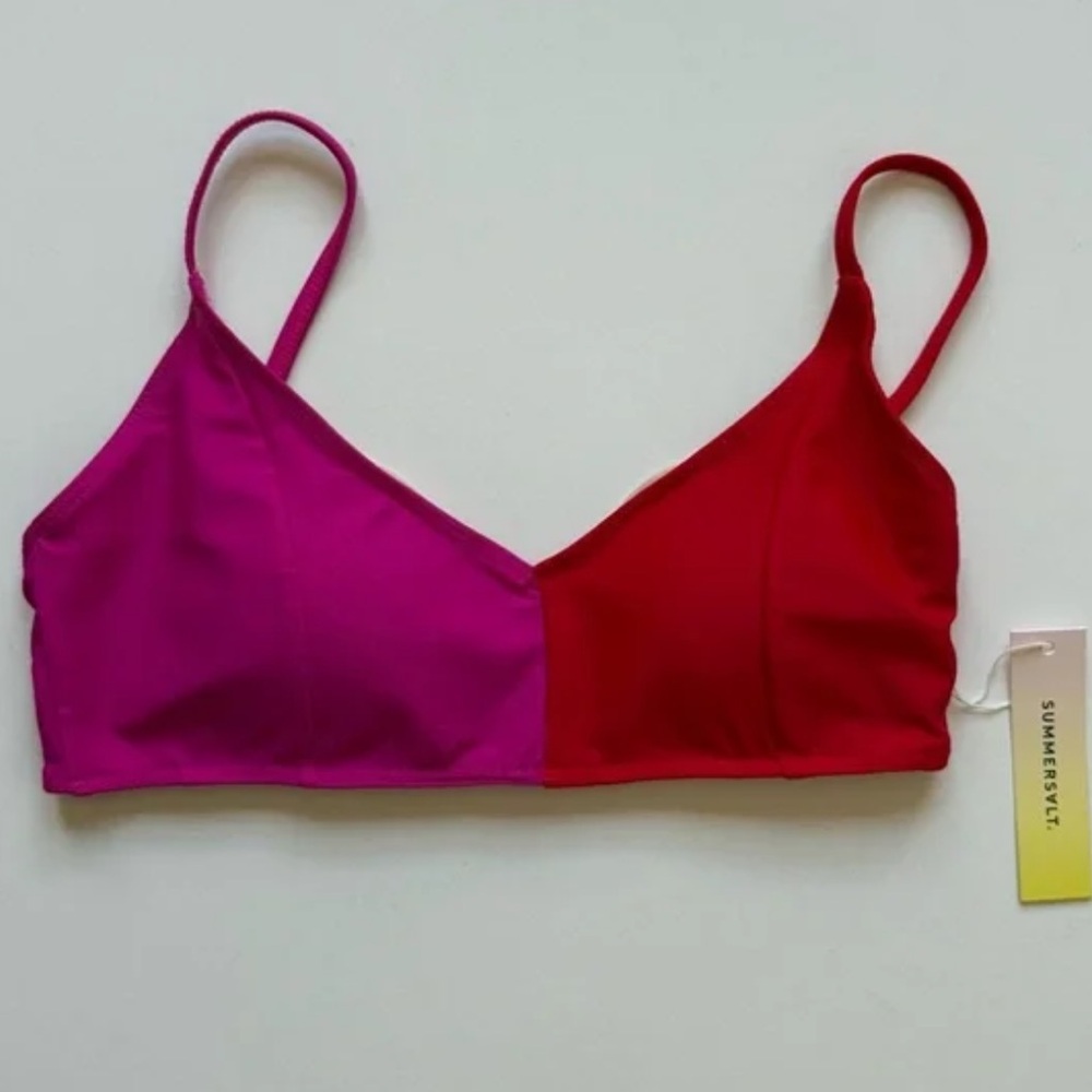 Summersalt Vibrant Two-Tone Bikini Top - Pink and Orange